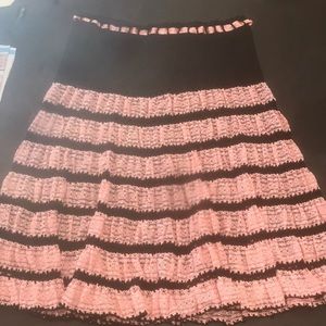 Betsey Johnson black and pink lace skirt